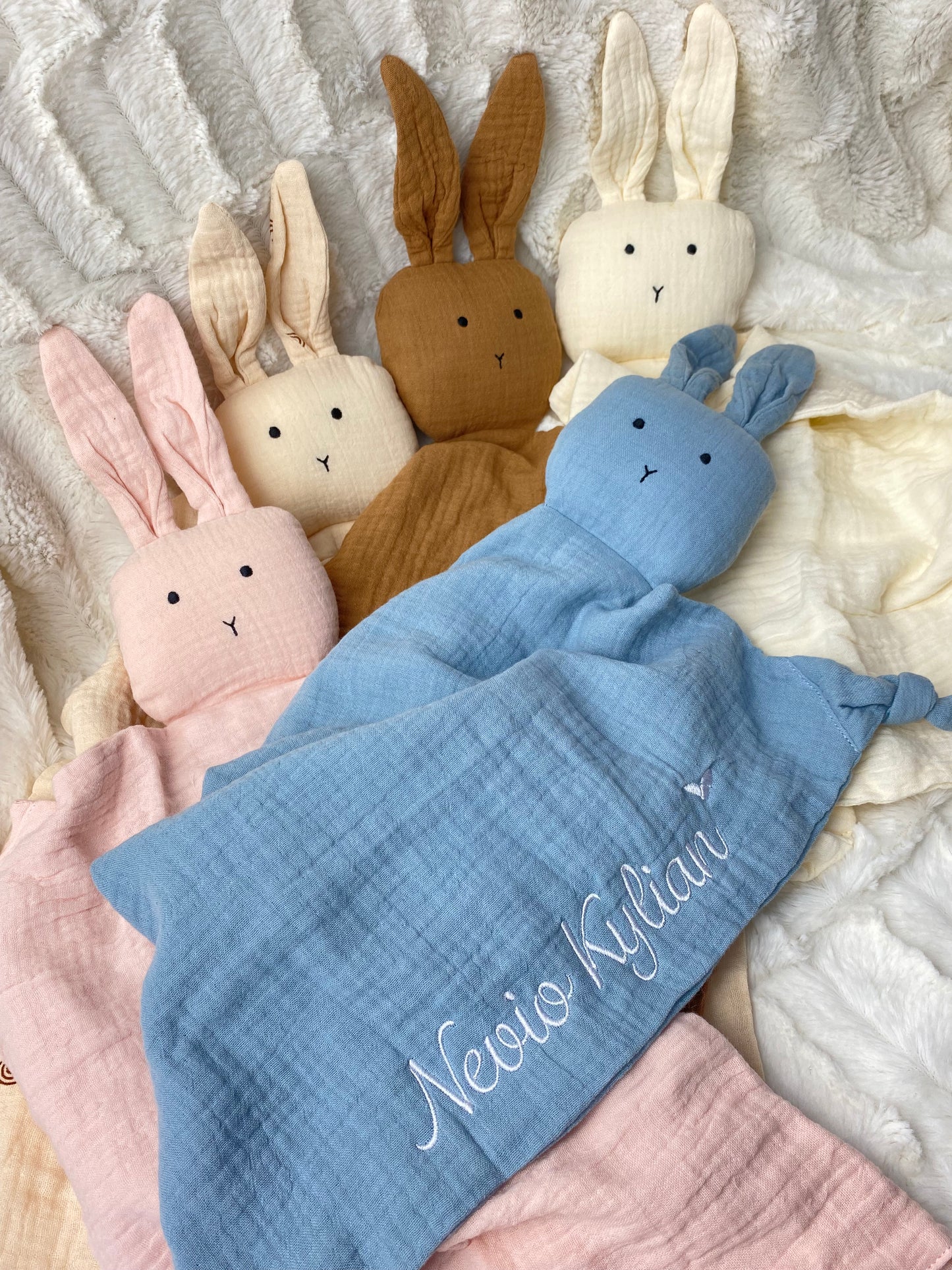 Schnuffeltuch | Schmusetuch | Musselin | Baby | Geschenk | Regenbogen | Kuscheltuch | mit Namen | personalisert | gestickt | Geburt