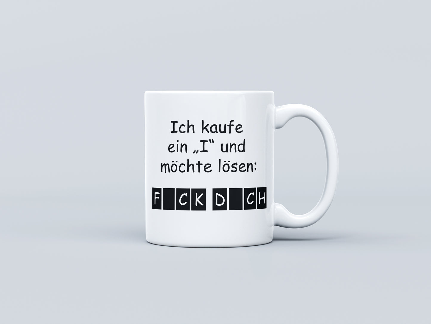 Tasse mit Spruch: "Fick Dich Rätsel"