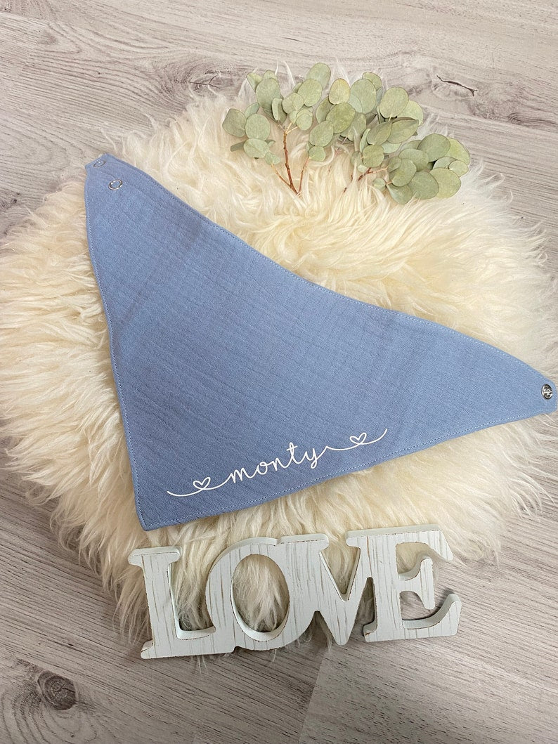 Personaliserbare Halstücher | Musselin | Lätzchen | personalisiert | Blau | verschiedene Farben