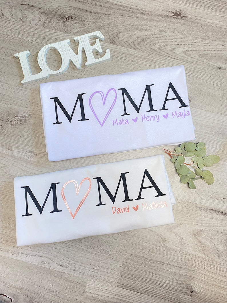 Mama T-Shirt | Mom Shirt Kindernamen | personalisiertes Muttertagsgeschenk | personalisiertes Mom T-Shirt | Mama Statementshirt | MOM Shirt