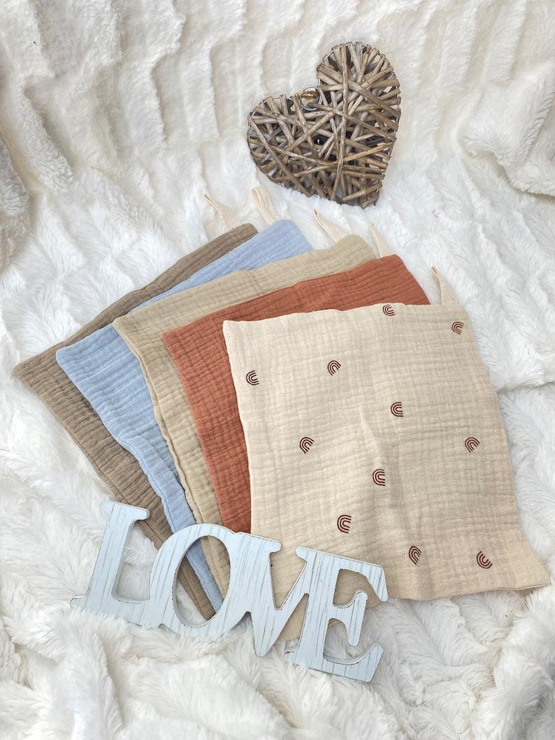 Musselin Rechteck Tuch | personalisiert | Gestickt | Embroidered | mit Namen | Baumwolle | Geschenk