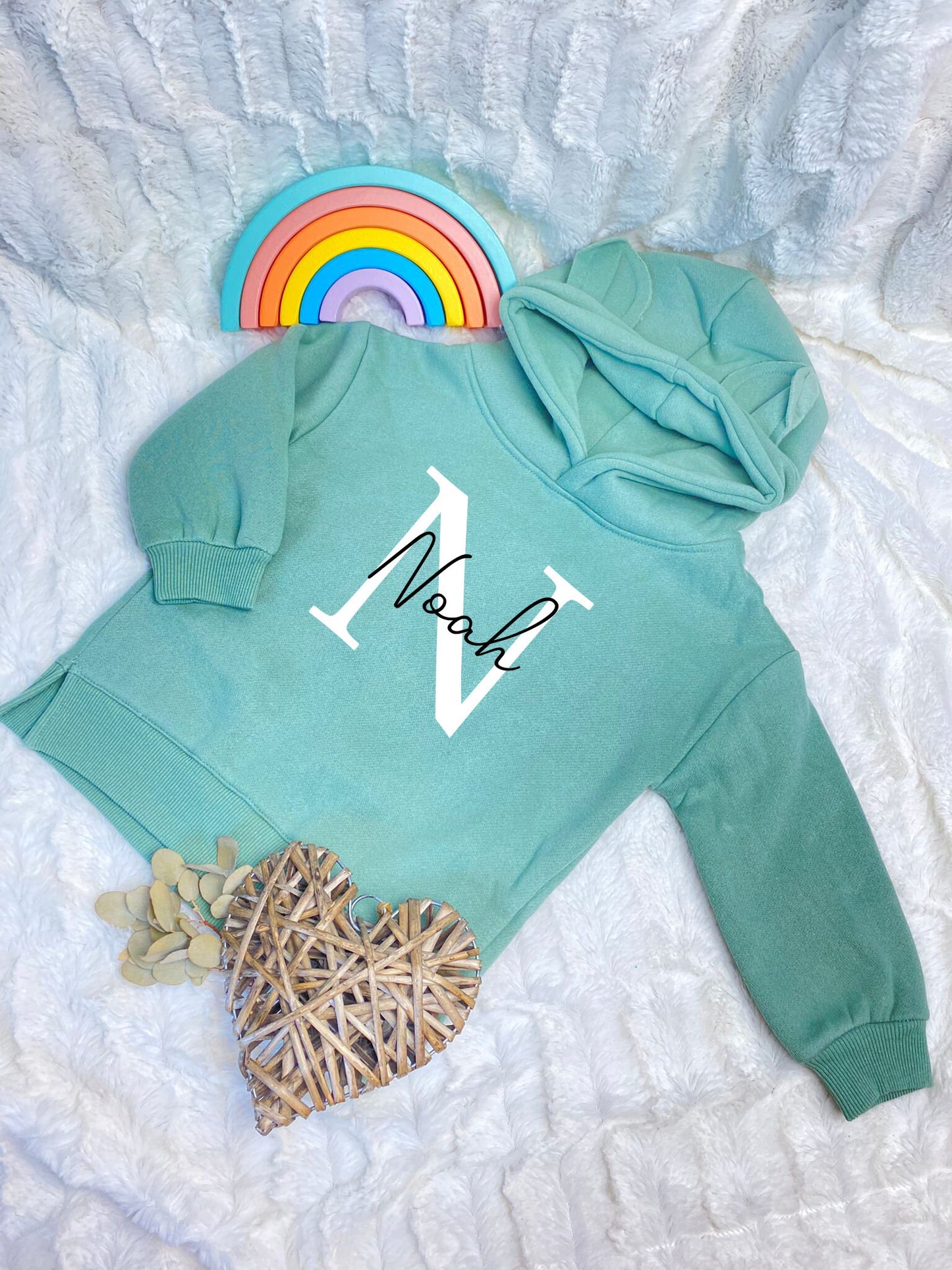 Kinder Hoodie | Kindernamen + Buchstabe | Geburtstag | Geschenk | Weihnachten | Partnerlook | personalisiert | Hasenohr | Kuschel Hoodie
