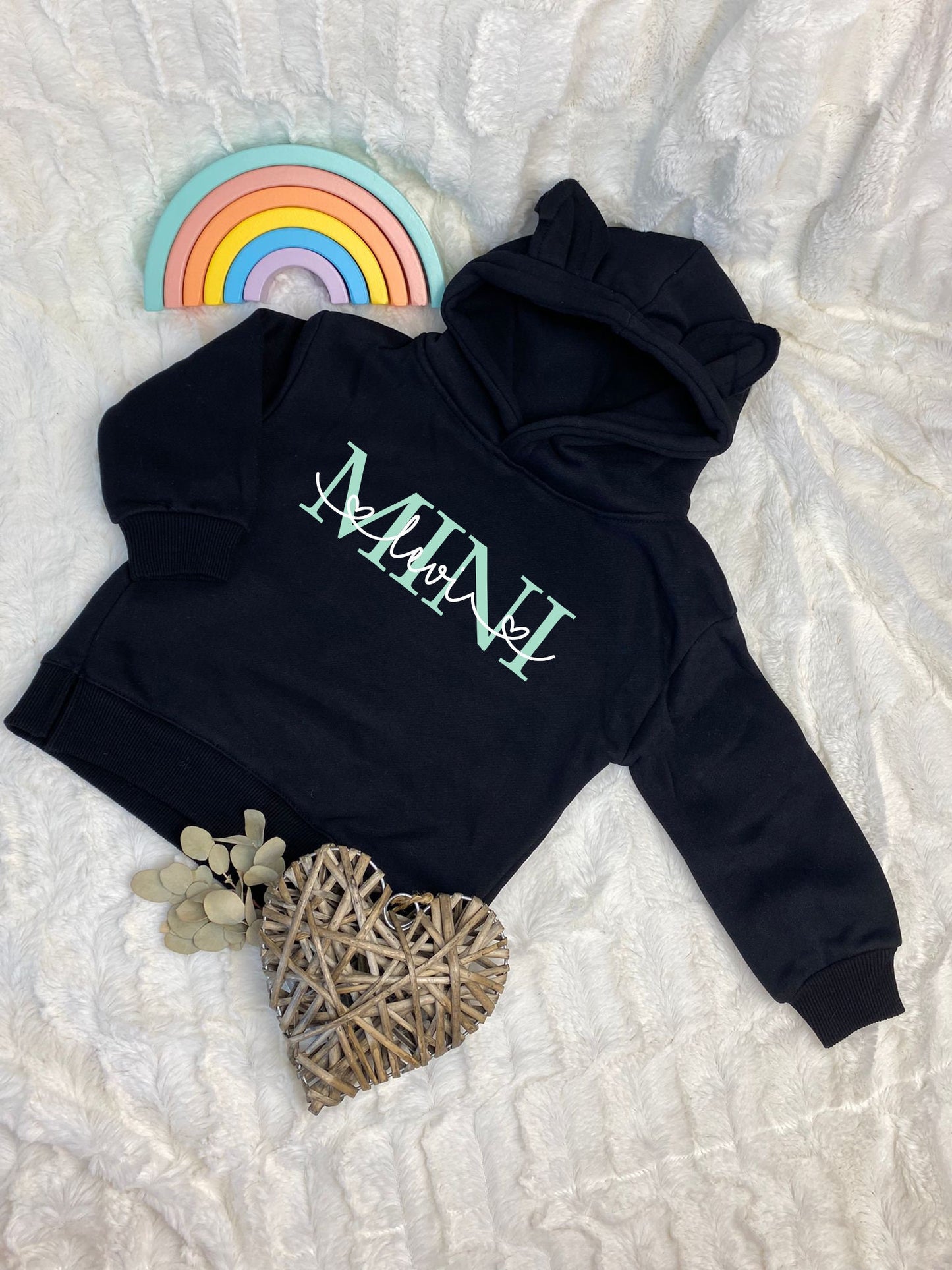 Kinder Hoodie | Kindernamen | Geburtstag | Geschenk | Weihnachten | Partnerlook | personalisiert | Hasenohr | Kuschel Hoodie | Mini me