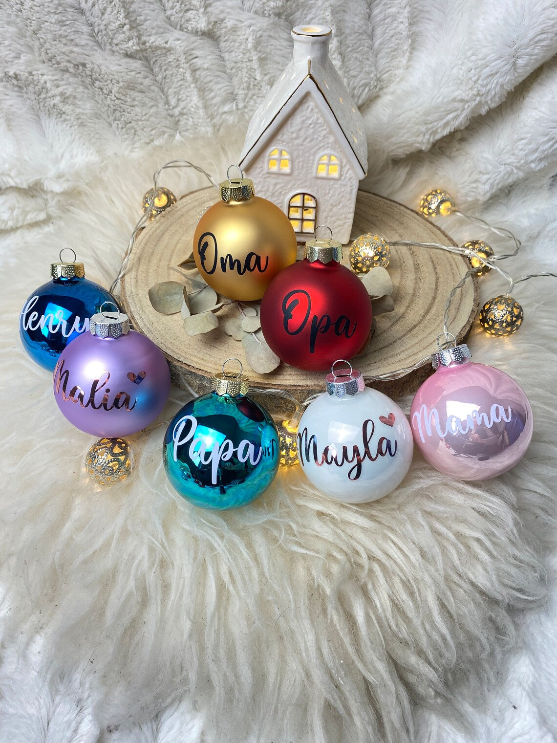 Weihnachtskugel mit Namen | Christbaumkugel personalisiert | personalisierte Weihnachtskugel aus Glas | Adventskalender