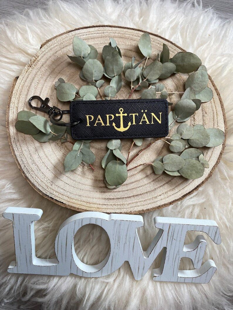 Schlüsselanhänger Papitän | Kapitän | personalisiert | Vatertag | Vater | Papa | Geschenk | Geburt | Baby