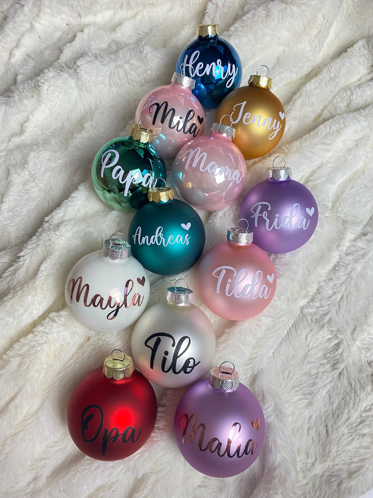 Personalisierte Weihnachtskugel mit Namen | Weihnachtskugel Echtglas | Christbaumkugel mit Name | Tannenbaumschmuck personalisiert | Weihnachtsgeschenk