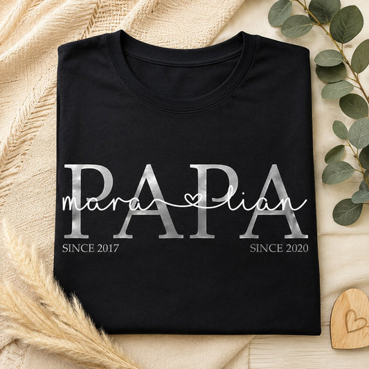 Papa T-Shirt | Dad Shirt Kindernamen | personalisiertes Vatertagsgeschenk | personalisiertes Papa T-Shirt | Papa Statementshirt | DAD Shirt