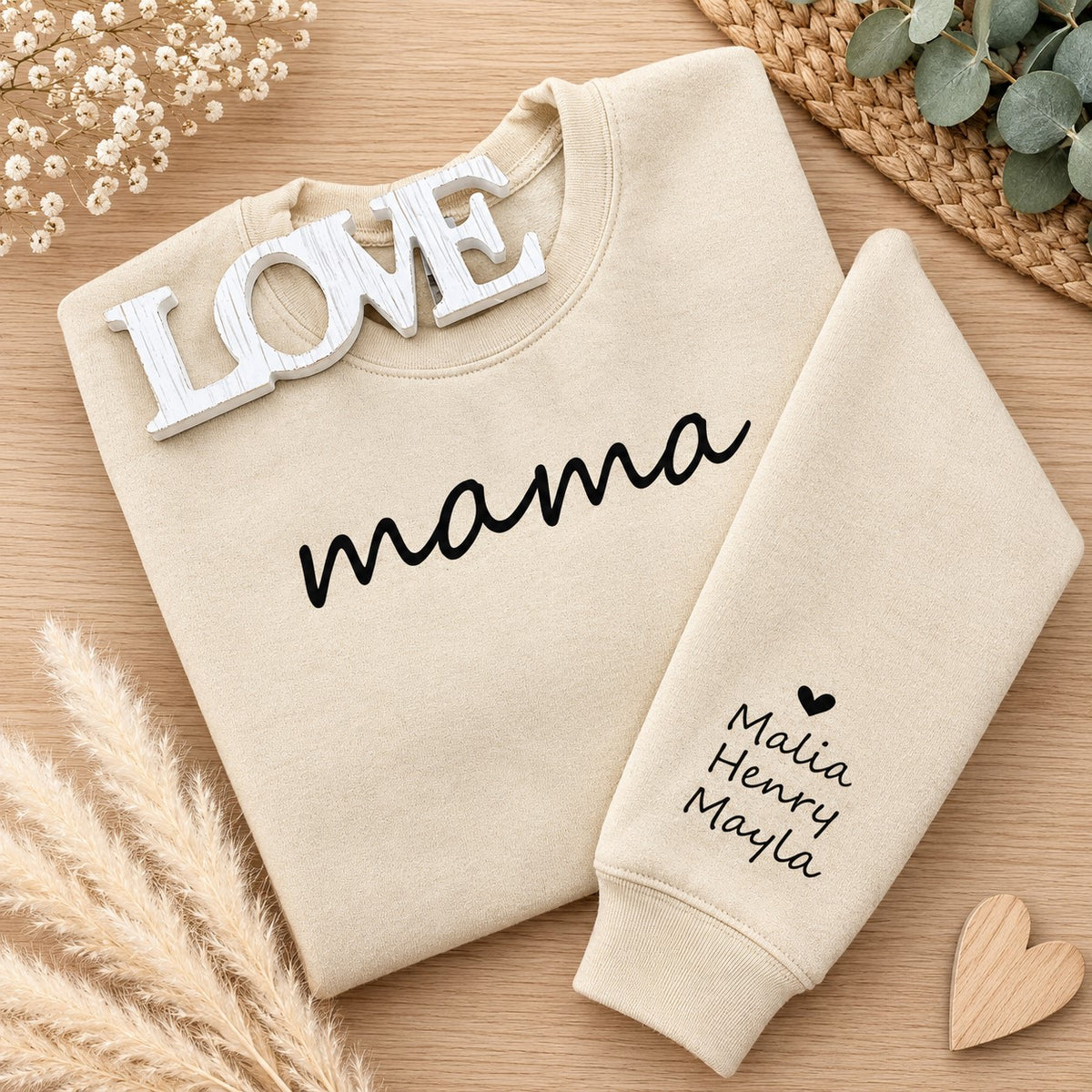 Mama Sweater | Mama Pullover | personalisiert | personalisiertes Muttertagsgeschenk | Mom | Geburt | beige | Baumwolle | Geschenk | Baby