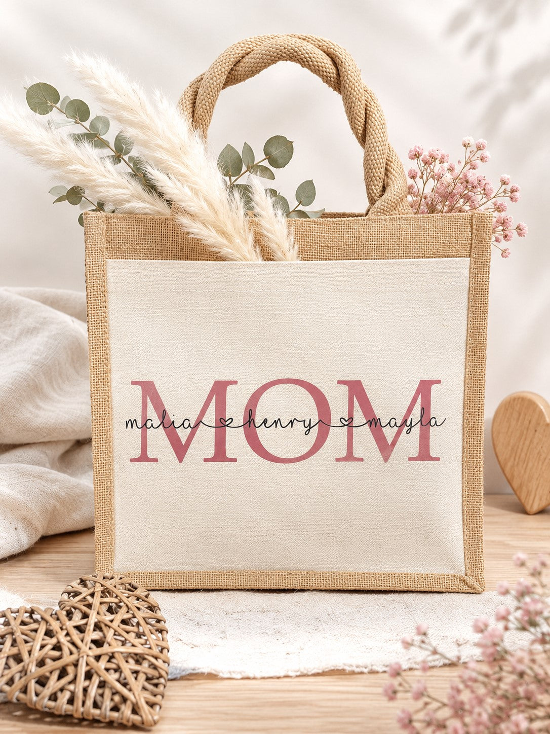Personalisierte Jutetasche MOM | Markttasche | Geschenk | Individuelle Geschenke | Muttertag | Geschenk für Mama | Muttertagsgeschenk